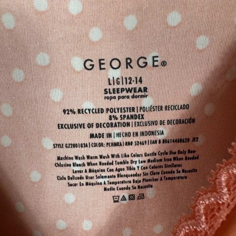 Womens Nightgown Slip Dress Large Fairy Polka Dots Peach